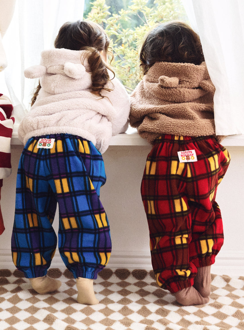 Fleece Check Loose Pants