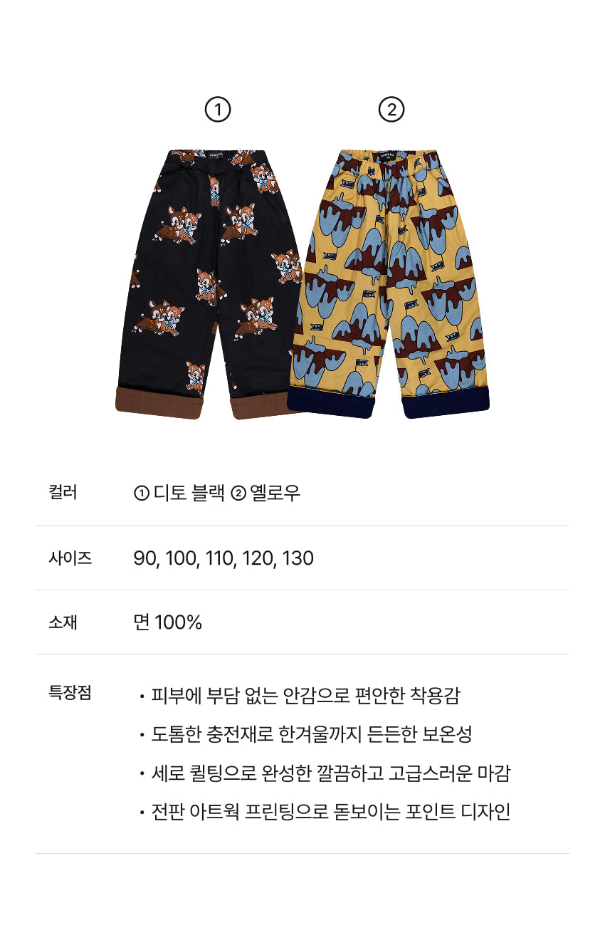 Woven Digital Print Padded Pants