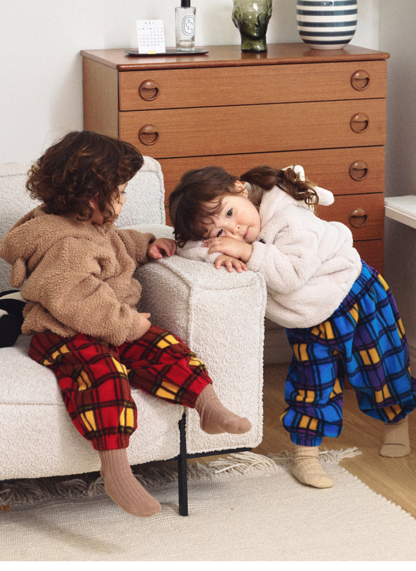 Fleece Check Loose Pants