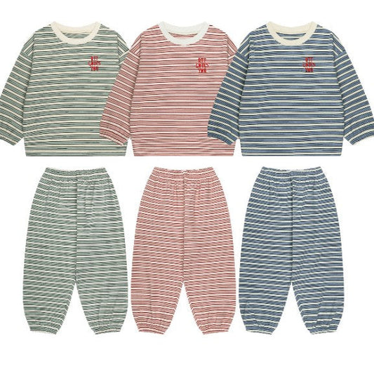 Double Brushed Fleece Retro Stripe Loungewear Set