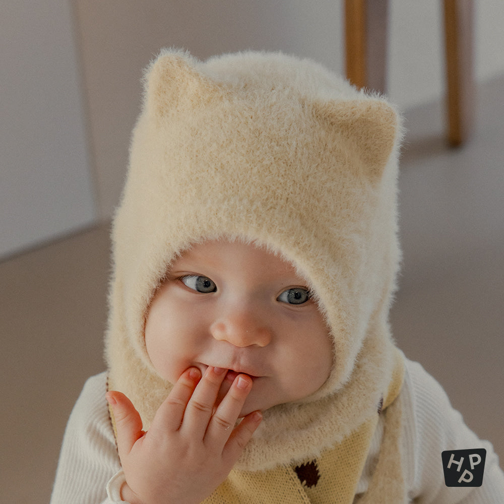 Mink Fluffy Knit Baby Balaclava