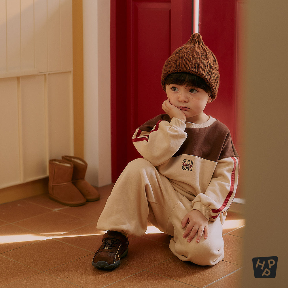 Taupe track fleece top and bottom