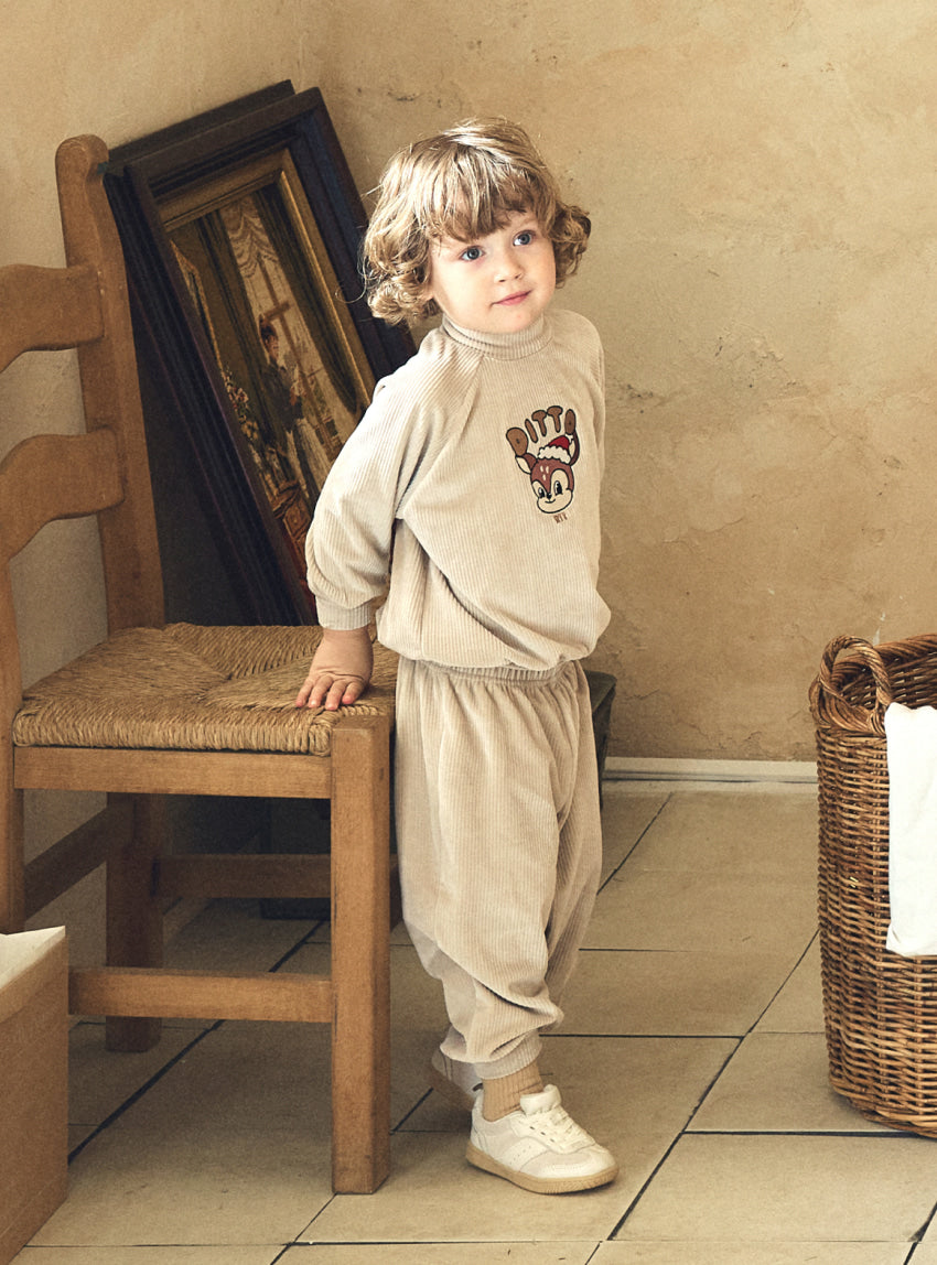 Velour Rib Mock Neck Raglan Set