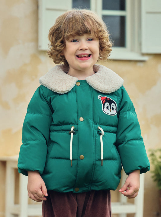 Polyester Down Jacket with Boa Collar