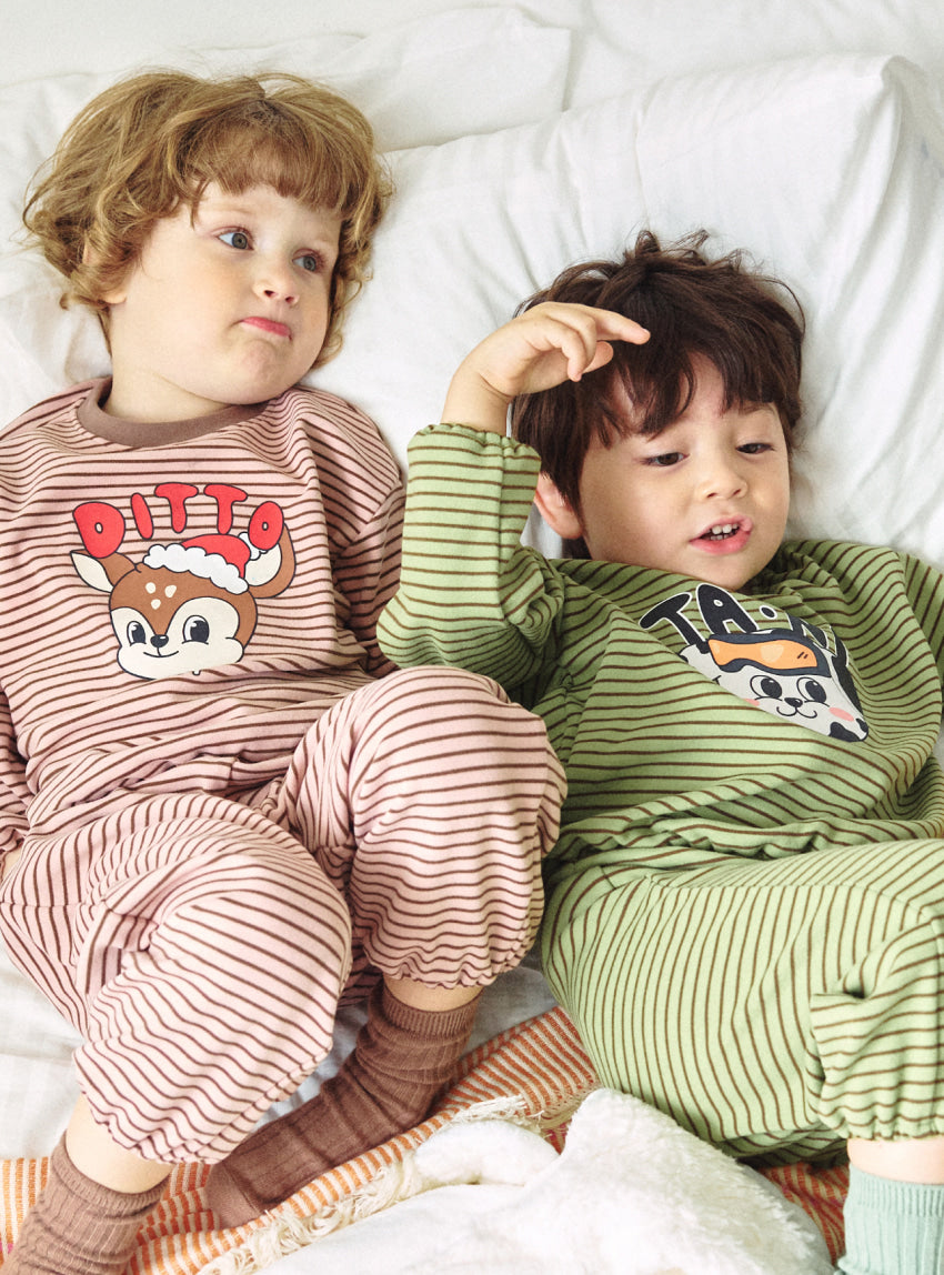 Double Brushed Fleece Stripe Loungewear Set