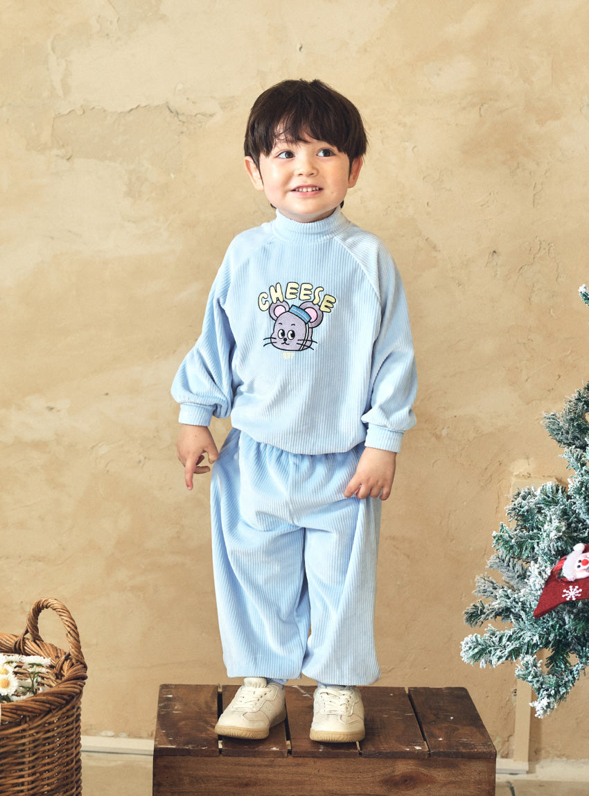 Velour Rib Mock Neck Raglan Set