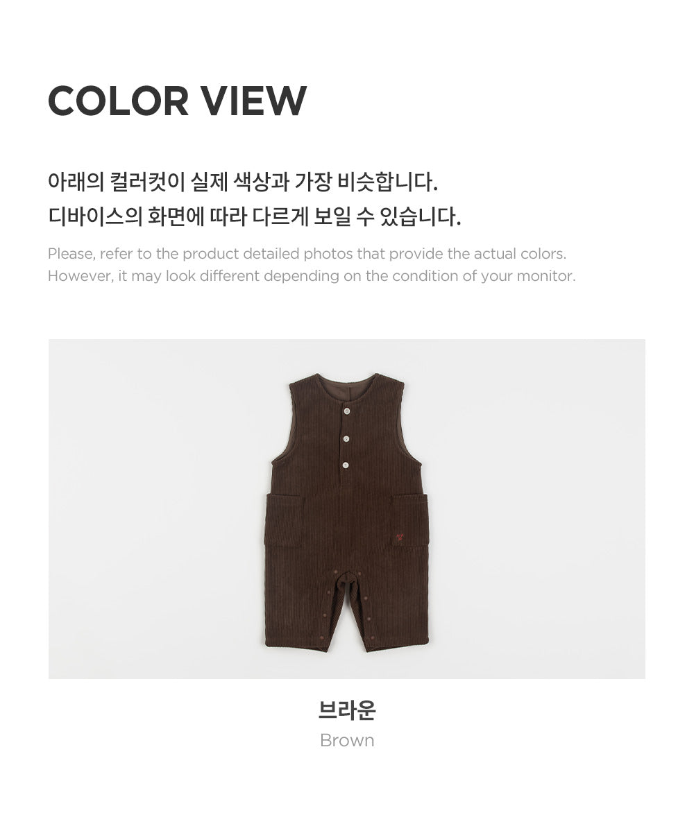 Brownie Fleece Lined Corduroy Baby Jumpsuit