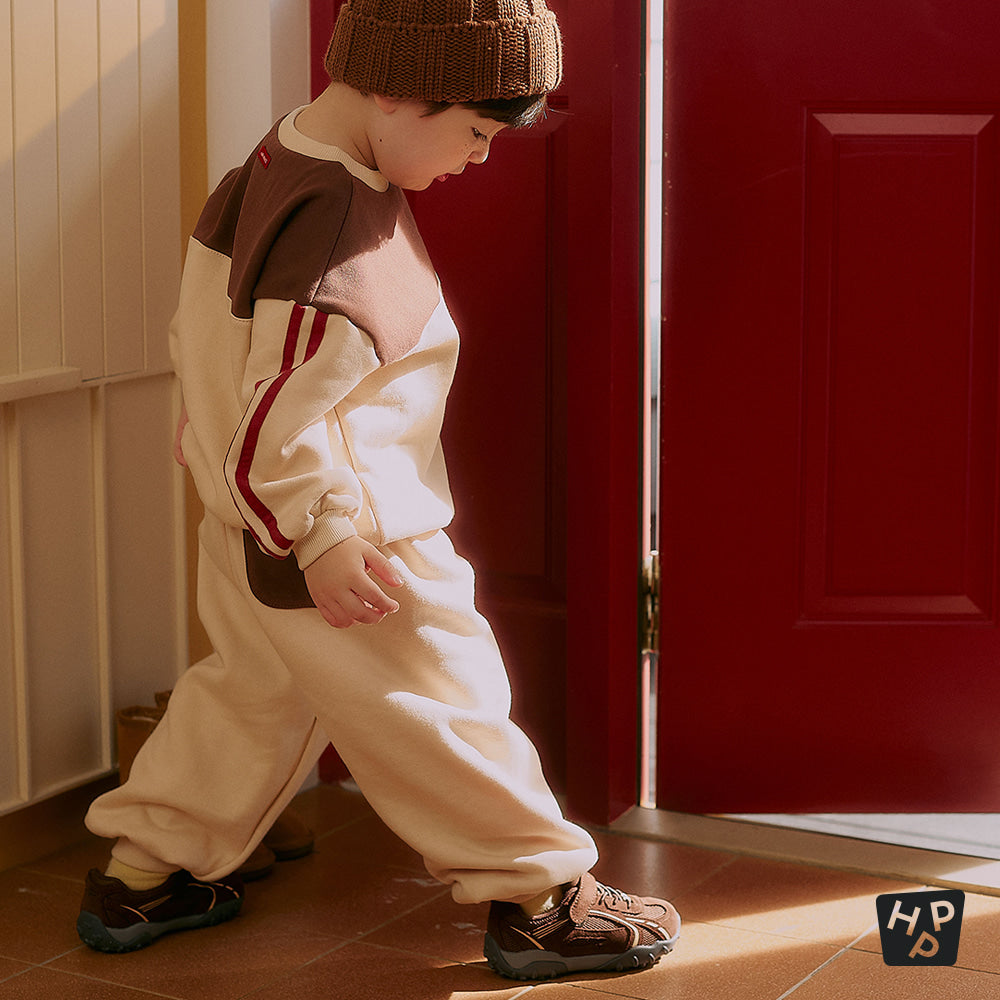 Taupe track fleece top and bottom