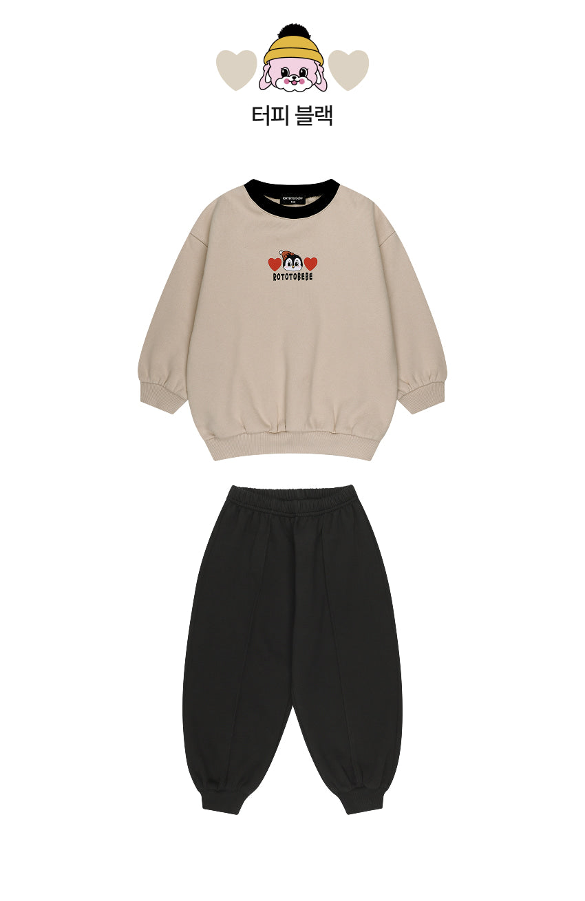 Brushed French Terry Color Block Loose Fit Set