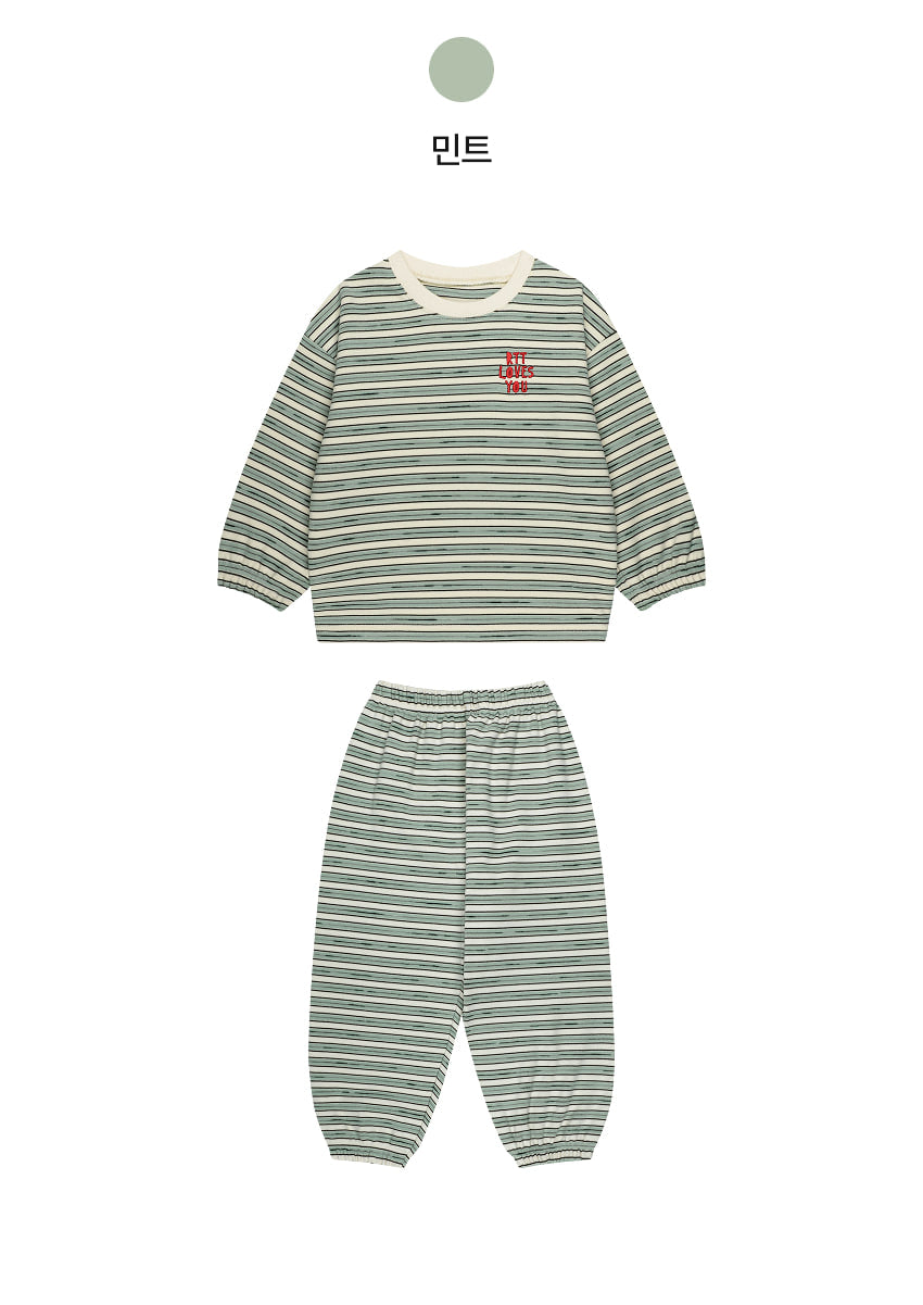 Double Brushed Fleece Retro Stripe Loungewear Set