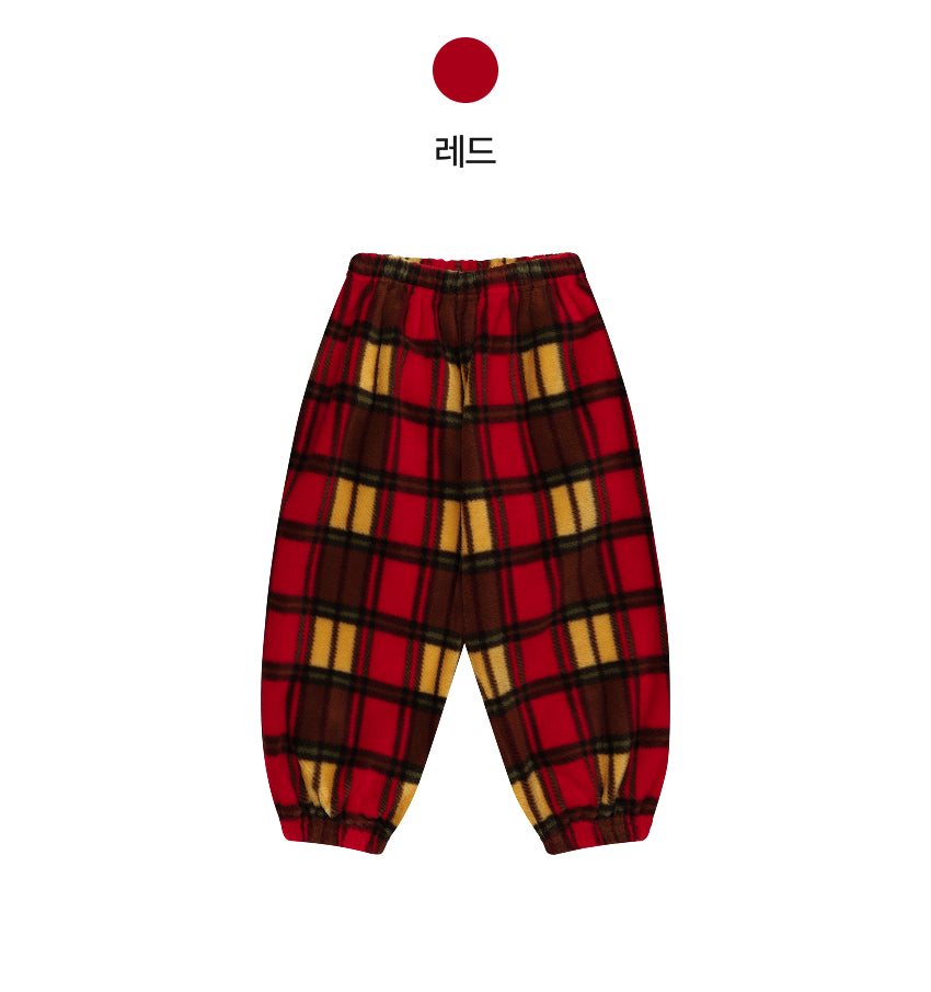 Fleece Check Loose Pants