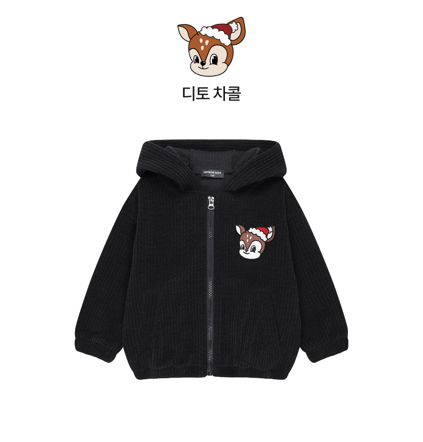 Corduroy Ear Flap Hooded Zip-Up