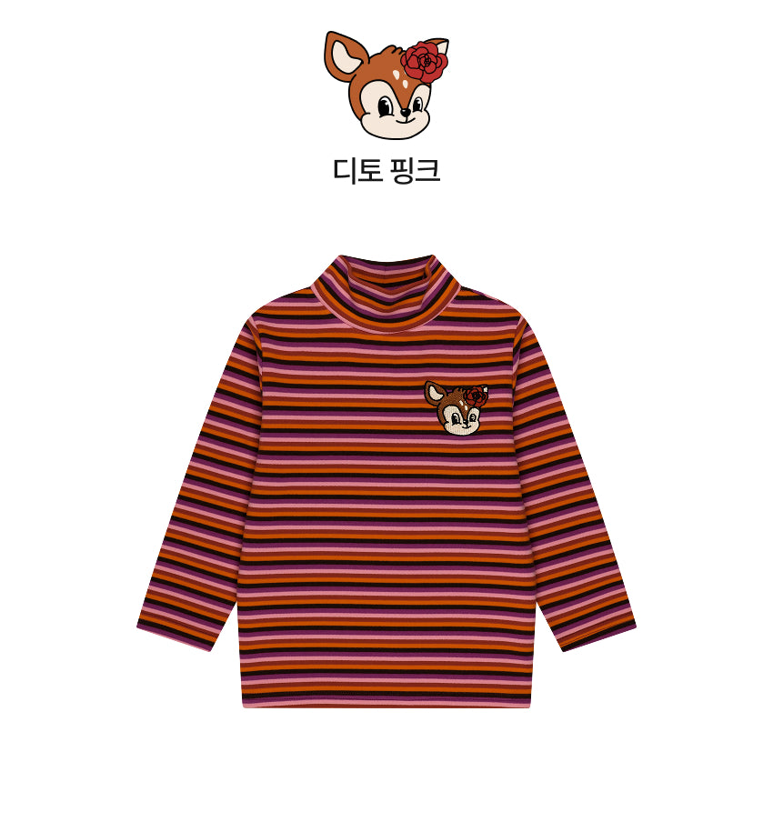 Double Brushed Fleece Stripe Turtleneck T-Shirt