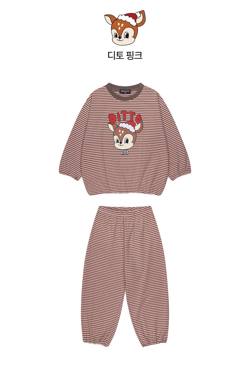 Double Brushed Fleece Stripe Loungewear Set
