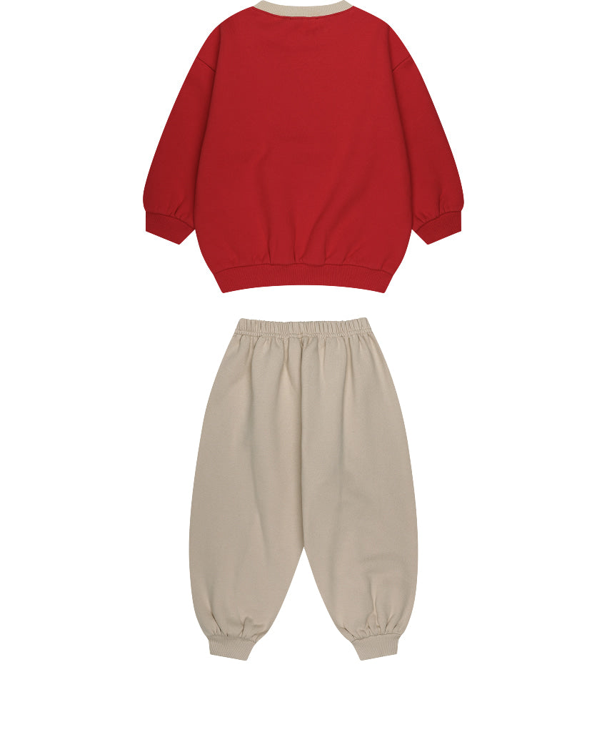 Brushed French Terry Color Block Loose Fit Set