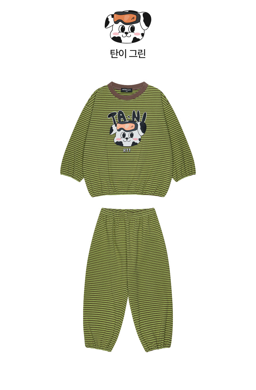 Double Brushed Fleece Stripe Loungewear Set