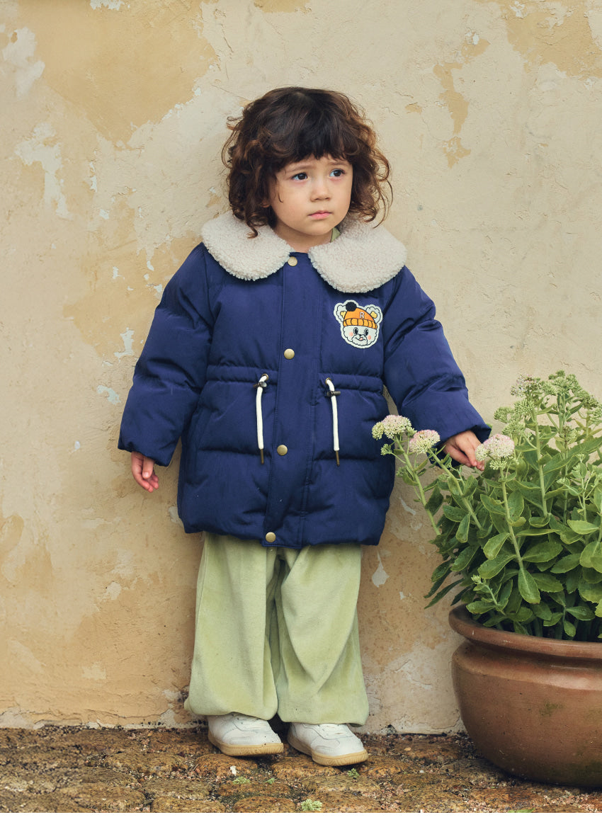Polyester Down Jacket with Boa Collar