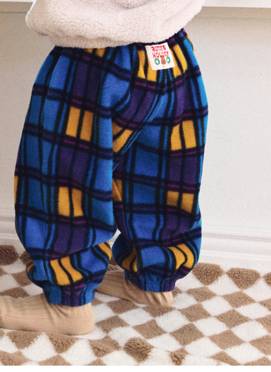Fleece Check Loose Pants