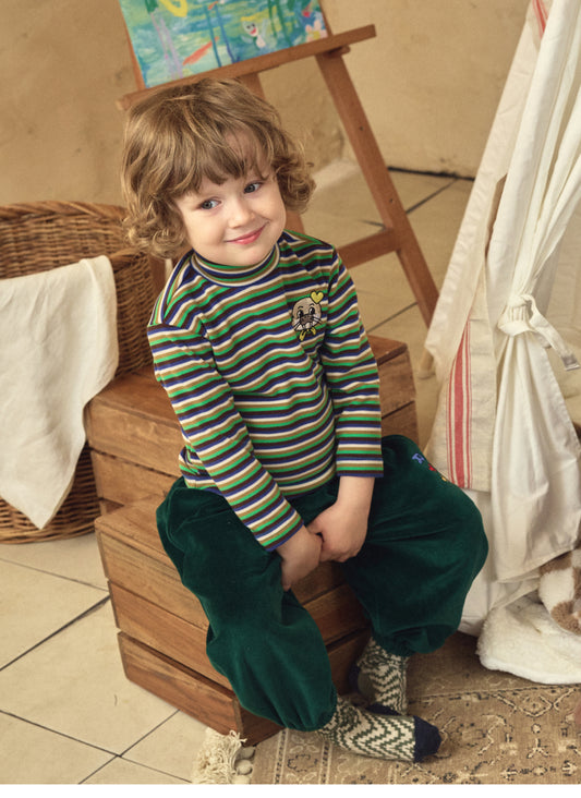 Double Brushed Fleece Stripe Turtleneck T-Shirt