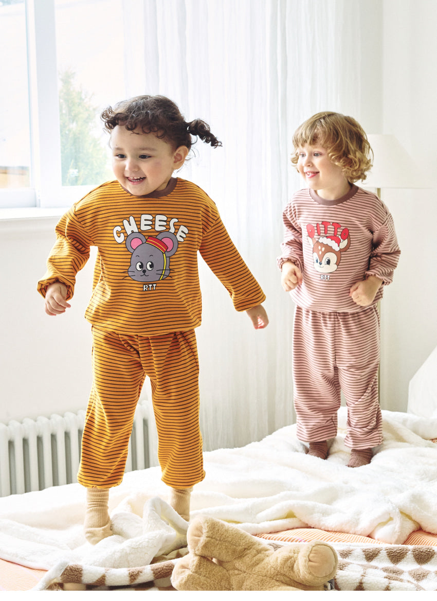 Double Brushed Fleece Stripe Loungewear Set