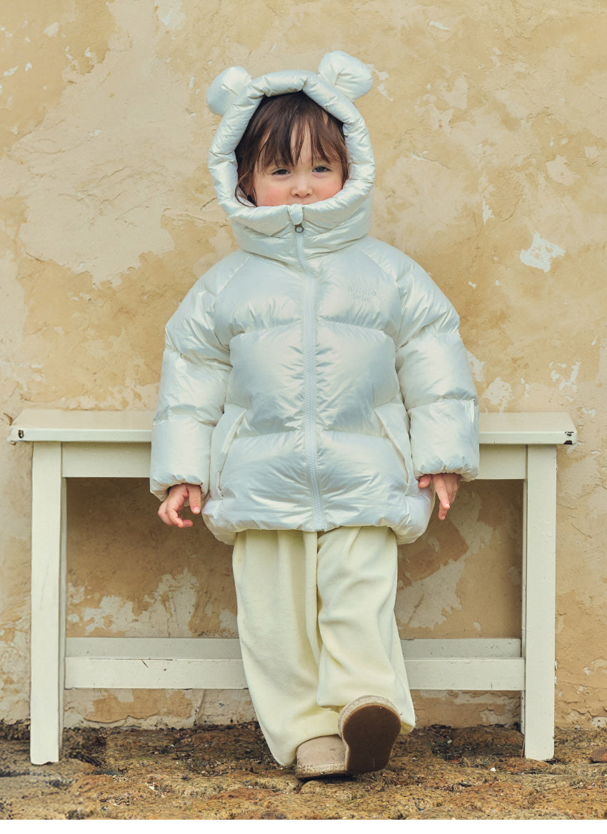 Glossy Polyester Mid-Length Down Jacket