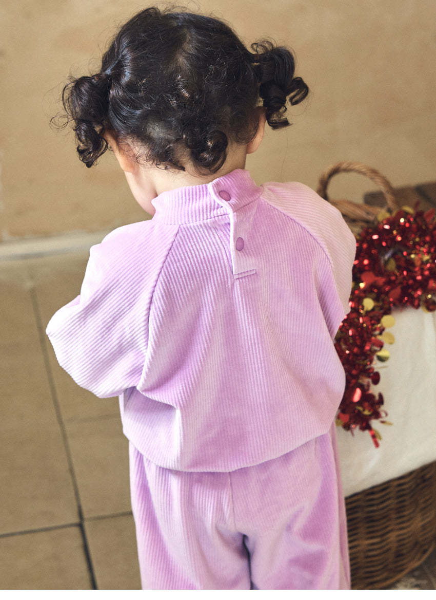 Velour Rib Mock Neck Raglan Set