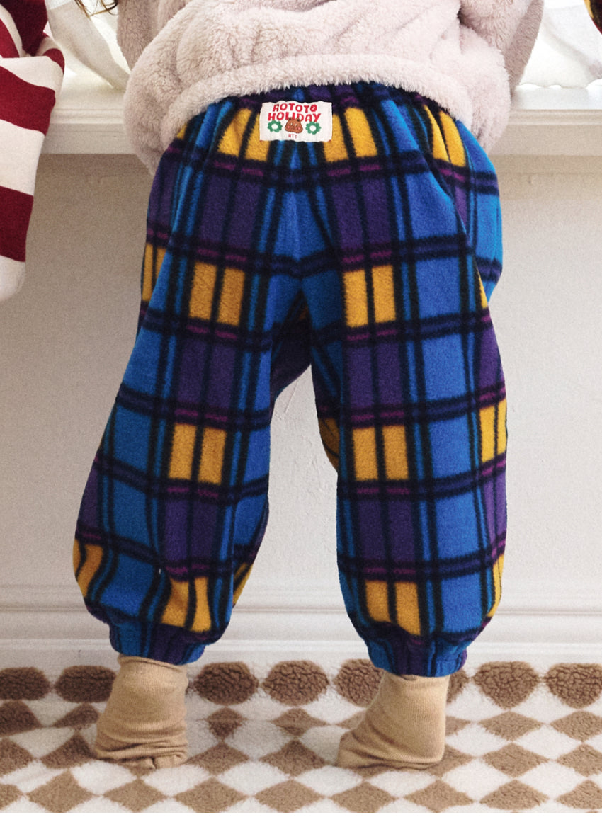 Fleece Check Loose Pants