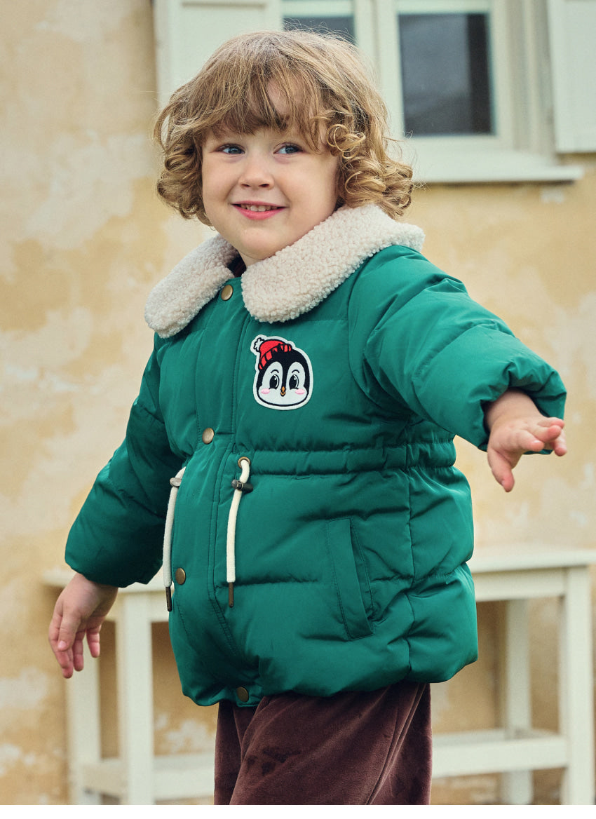 Polyester Down Jacket with Boa Collar