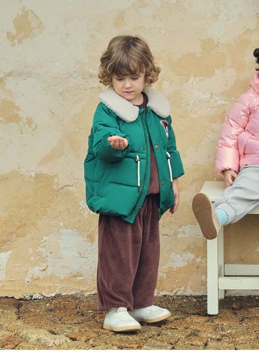 Polyester Down Jacket with Boa Collar