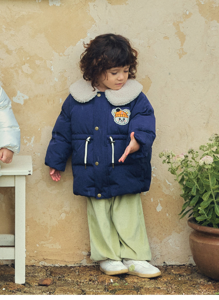 Polyester Down Jacket with Boa Collar