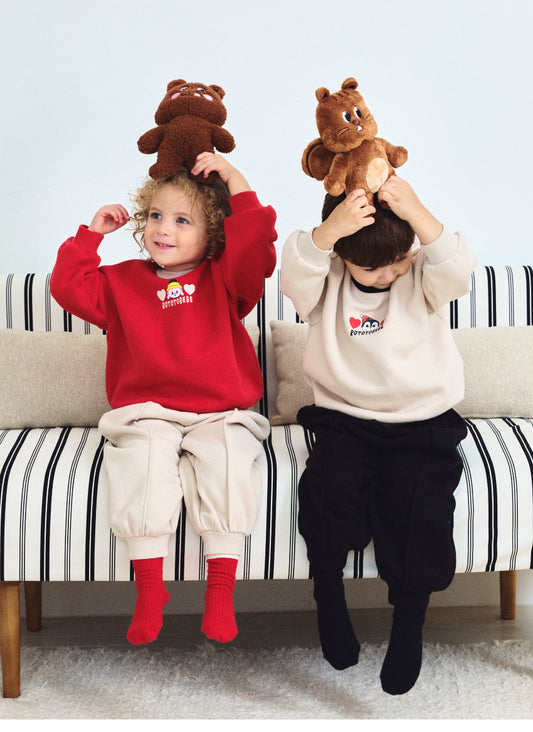 Brushed French Terry Color Block Loose Fit Set