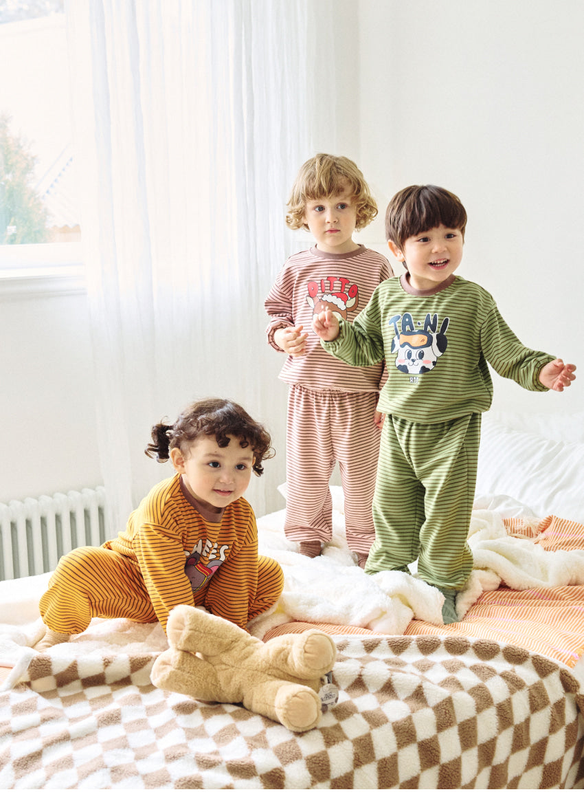 Double Brushed Fleece Stripe Loungewear Set