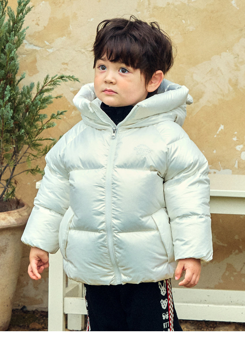Glossy Polyester Mid-Length Down Jacket