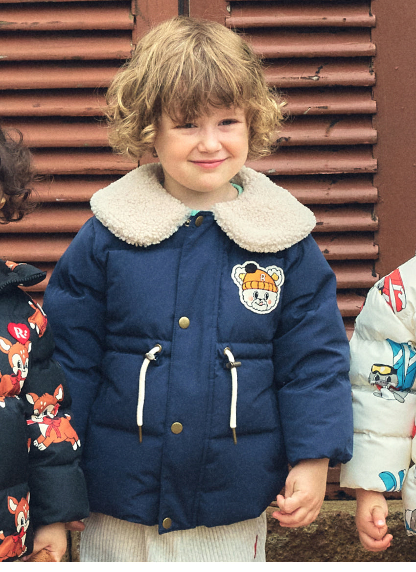 Polyester Down Jacket with Boa Collar